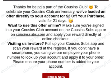 $10 Off Cousins Subs Coupon, Coupon Codes - July 2025