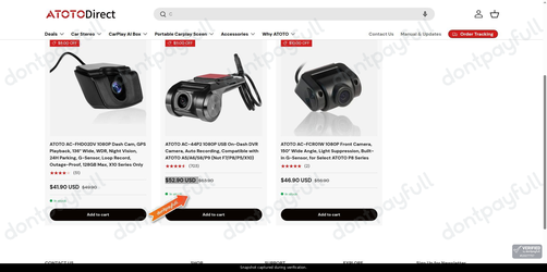 Snapshot of ATOTO promo: 'Save up to $11 on Dash Cameras' - captured during verification by DontPayFull on 30-Sep-2026.