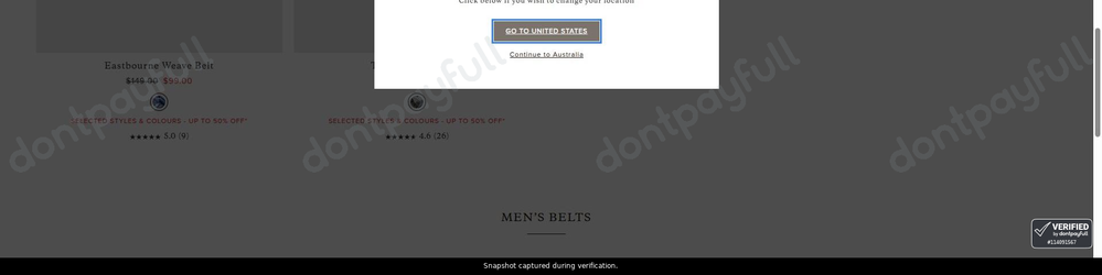 Snapshot of Rodd & Gunn promo: 'Save up to 50% on Stylish Belts' - captured during verification by DontPayFull on 20-Jun-2026.