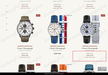 Snapshot of AVI-8 promo: 'Enjoy Up to 35% Off Classic Chronograph Timepieces' - captured during verification by DontPayFull on 17-Sep-2026.