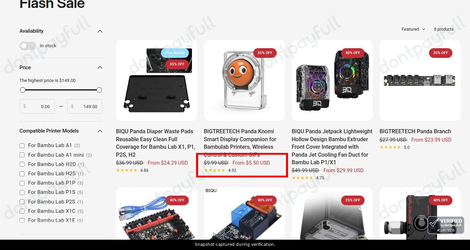 Snapshot of Biqu promo: 'Save up to 45% on Select 3D Printer Parts' - captured during verification by DontPayFull on 28-Sep-2026.