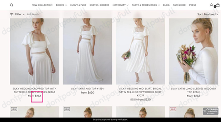 Snapshot of Blushfashion promo: 'Shop Bridal Gowns Starting at $246' - captured during verification by DontPayFull on 20-Jun-2026.
