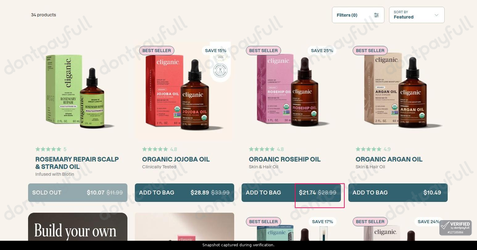 Snapshot of Cliganic promo: 'Up to 25% Off Organic Skin & Hair Oils' - captured during verification by DontPayFull on 12-Jun-2026.