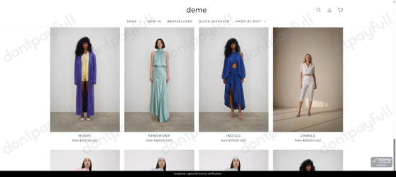 Snapshot of Deme by Gabriella promo: 'Discover Designer Tops from Just $205' - captured during verification by DontPayFull on 01-Oct-2026.