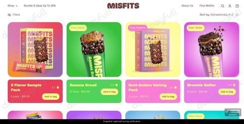 Snapshot of Misfits Health promo: 'Sample Packs from $15' - captured during verification by DontPayFull on 03-Jul-2026.