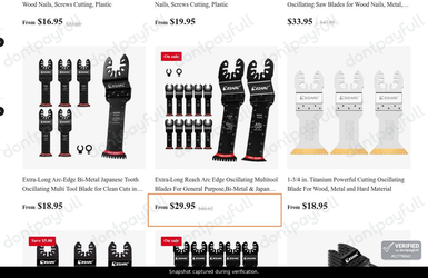 Snapshot of EZARC promo: 'Enjoy Up to 40% Off Select Oscillating Blades for Wood' - captured during verification by DontPayFull on 29-Jun-2026.