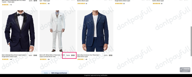 Snapshot of FJackets promo: 'Up to 35% Off Vintage-Inspired Suits' - captured during verification by DontPayFull on 24-Jul-2026.