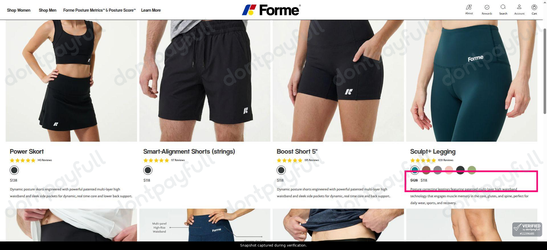 Snapshot of Forme promo: 'Save up to $10 on Leggings and Shorts' - captured during verification by DontPayFull on 16-Jun-2026.