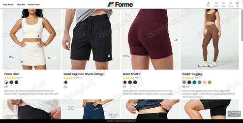 Snapshot of Forme promo: 'Up to $20 Off Select Posture Correcting Shorts' - captured during verification by DontPayFull on 16-Sep-2026.