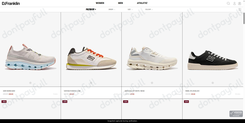 Snapshot of D Franklin promo: 'Up to 70% Off Women's Sneakers on Sale' - captured during verification by DontPayFull on 27-Sep-2026.