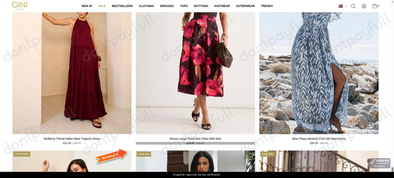 Snapshot of Gini London promo: 'Up to 30% Off Wedding Guest Outfits' - captured during verification by DontPayFull on 27-Sep-2026.