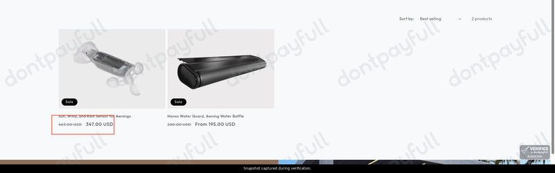 Snapshot of Hanso Home promo: 'Up to 25% Off Awning Accessories' - captured during verification by DontPayFull on 12-Aug-2026.