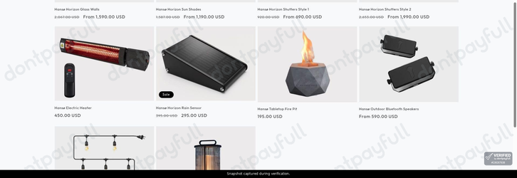 Snapshot of Hanso Home promo: 'Enjoy Up to 25% Off Select Horizon Pergola Add-ons' - captured during verification by DontPayFull on 13-Aug-2026.