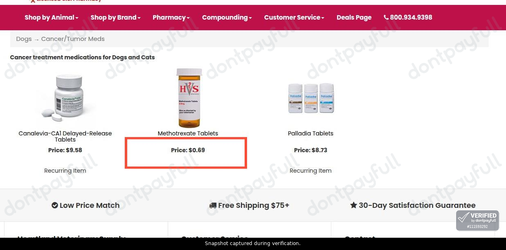 Snapshot of Heartland Vet Supply promo: 'Find Pet Cancer Treatments from Just $0.69' - captured during verification by DontPayFull on 20-Jun-2026.
