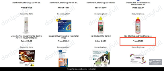 Snapshot of Heartland Vet Supply promo: 'Shop Flea & Tick Prevention from $11' - captured during verification by DontPayFull on 09-Aug-2026.