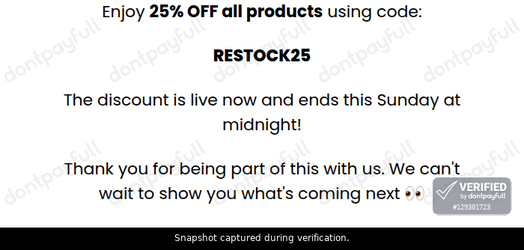 Verification proof for RESTOCK25