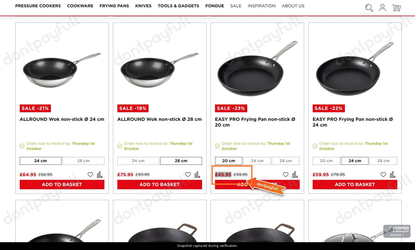 Snapshot of Kuhn Rikon promo: 'Save up to 25% on Frying Pans and Woks' - captured during verification by DontPayFull on 29-Sep-2026.