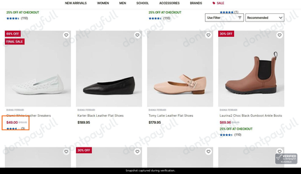 Snapshot of Mathers promo: 'Enjoy Up to 70% Off Select Diana Ferrari Styles' - captured during verification by DontPayFull on 29-Jun-2026.