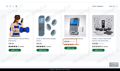 Snapshot of Med-Fit promo: 'Up to 20% Off Four Channel TENS Machines' - captured during verification by DontPayFull on 27-Sep-2026.