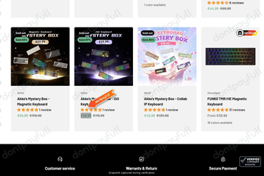 Snapshot of MonsGeek promo: 'Enjoy Up to 65% Off Clearance Keyboards and Parts' - captured during verification by DontPayFull on 28-Sep-2026.