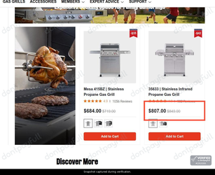 Snapshot of Monument Grills promo: 'Save up to 5% on 4-Burner Grills' - captured during verification by DontPayFull on 03-Jul-2026.