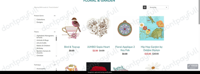 Snapshot of OeSD promo: 'Save up to 80% on Floral and Garden Themed Embroidery' - captured during verification by DontPayFull on 03-Jul-2026.