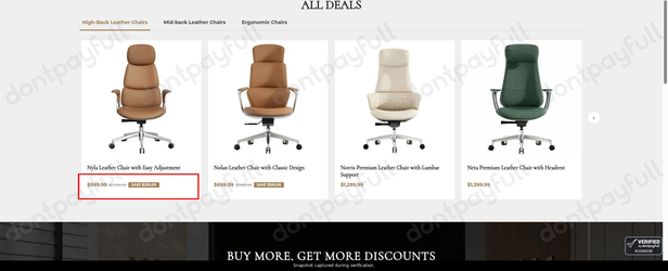 Snapshot of Omidi promo: 'Up to $200 Off Leather Chairs' - captured during verification by DontPayFull on 27-Sep-2026.