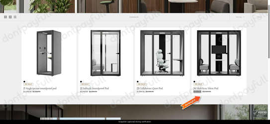 Snapshot of Omidi promo: 'Save up to $3000 on Soundproof Pods' - captured during verification by DontPayFull on 27-Sep-2026.
