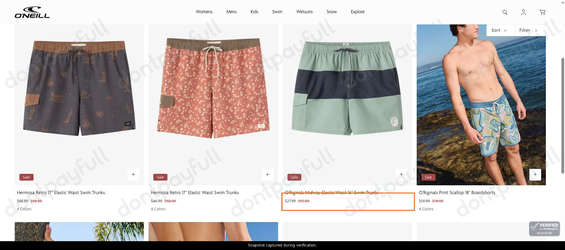Snapshot of O'Neill promo: 'Get up to 50% Off Men's Boardshorts on Sale' - captured during verification by DontPayFull on 05-Jun-2026.