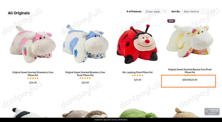 Snapshot of Pillow Pets promo: 'Up to 30% Off Originals' - captured during verification by DontPayFull on 03-Jun-2026.