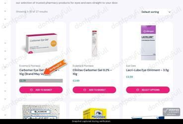 Snapshot of PillSorted promo: 'Eyes & Ears Products from £2.79' - captured during verification by DontPayFull on 27-Sep-2026.