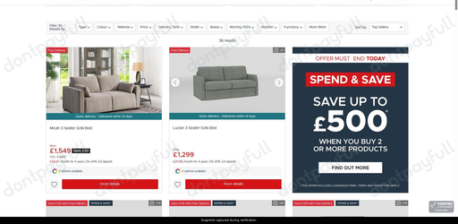 Snapshot of Poltronesofa at SCS promo: 'Get up to £20 Off Stylish Sofa Beds' - captured during verification by DontPayFull on 30-Jun-2026.