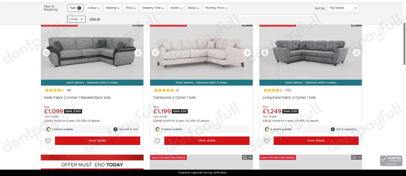 Snapshot of Poltronesofa at SCS promo: 'Up to 25% Off Corner Sofas' - captured during verification by DontPayFull on 30-Jun-2026.