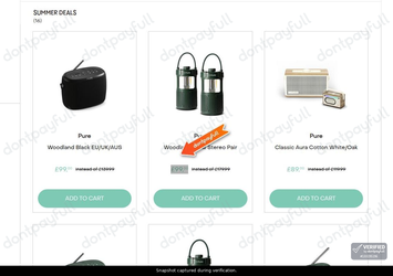 Snapshot of PURE Audio promo: 'Enjoy Up to 45% Off in the Audio Sale' - captured during verification by DontPayFull on 27-Sep-2026.