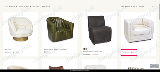 Snapshot of Regina Andrew promo: 'Up to 80% Off Chairs' - captured during verification by DontPayFull on 01-Oct-2026.