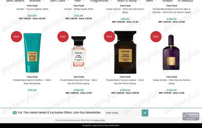 Snapshot of Scentsational promo: 'Up to £66 Off Tom Ford' - captured during verification by DontPayFull on 17-Jul-2026.