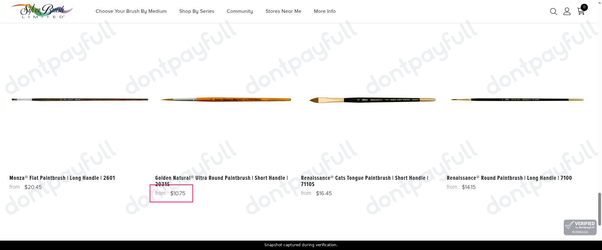 Snapshot of Silver Brush promo: 'Shop Brushes for Oil Painting from $10' - captured during verification by DontPayFull on 01-Oct-2026.