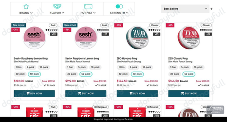 Snapshot of Prilla promo: 'Save up to 45% on New Nicotine Pouches' - captured during verification by DontPayFull on 27-Jun-2026.