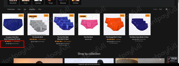 Snapshot of T-Bô Clothing promo: 'Enjoy Up to 60% Off Comfortable Men's Briefs' - captured during verification by DontPayFull on 04-Aug-2026.