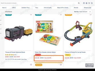 Snapshot of True Toys - Bargainmax promo: 'Up to 55% Off Thomas & Friends Trains and Playsets' - captured during verification by DontPayFull on 11-Aug-2026.