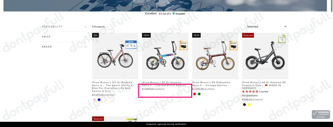 Snapshot of Twopoint promo: 'Enjoy Up to €800 Off The Heybike Collection' - captured during verification by DontPayFull on 07-Sep-2026.