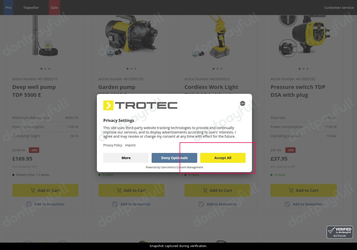 Snapshot of Trotec promo: 'Up to 80% Off Workshop Tools and Accessories' - captured during verification by DontPayFull on 13-Jun-2026.