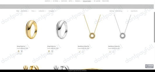 Snapshot of Sif Jakobs Jewellery promo: 'Discover The Palermo Collection Starting at $189' - captured during verification by DontPayFull on 17-Aug-2026.
