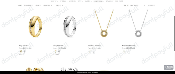 Snapshot of Sif Jakobs Jewellery promo: 'Shop Palermo Jewellery from $189' - captured during verification by DontPayFull on 30-Jun-2026.