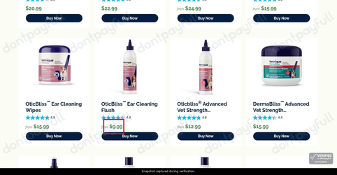 Snapshot of Vetnique promo: 'Pet Supplements from $9' - captured during verification by DontPayFull on 06-Sep-2026.