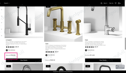 Snapshot of VIGO promo: 'Enjoy Up to 35% Off Modern Kitchen Faucets' - captured during verification by DontPayFull on 29-Jul-2026.