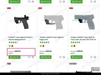 Snapshot of Viridian promo: 'Up to 25% Off Firearm Accessories' - captured during verification by DontPayFull on 30-Jun-2026.