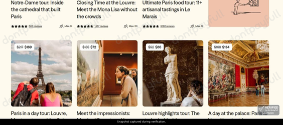 Snapshot of WalksDevour promo: 'Up to 45% Off Paris Tours & Experiences' - captured during verification by DontPayFull on 03-Jul-2026.