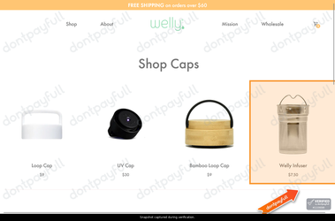 Snapshot of Welly promo: 'Welly Infuser for Only $7.5' - captured during verification by DontPayFull.